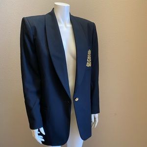 Classiques Entier Japan Wool black blazer chest pocket gold embroidered …